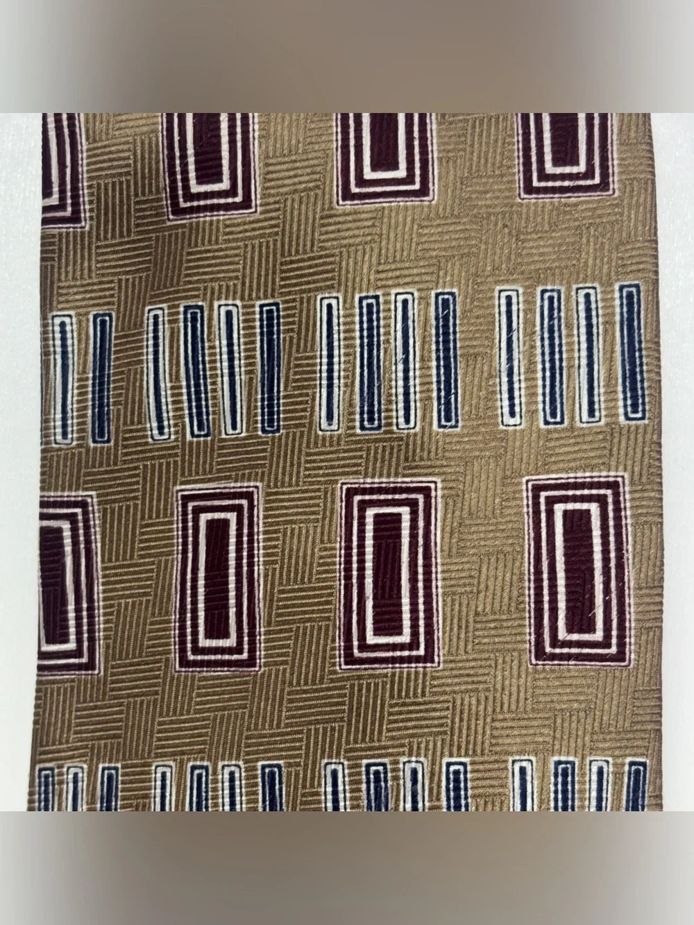 Vintage Bellini 90s Silk Geometric Tie USA Made Retro Mens